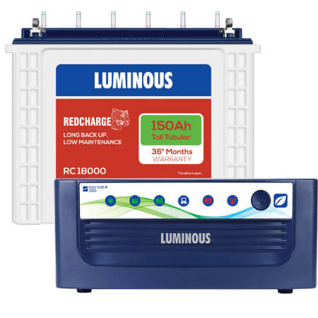 Luminous Eco Volt 1050 Home UPS and Luminous Red Charge TT18000