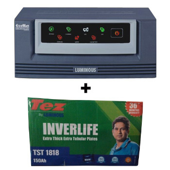 Luminous Eco Watt 850 Home UPS and Luminous TEZ TST 1818